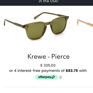 NWT Krewe sunglasses. Pierce in sage green. Polarized. Hard case included
